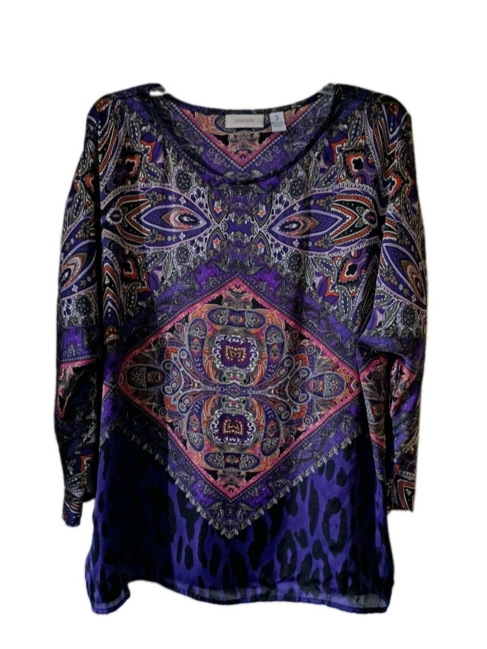 Chico's Purple Multicolor Paisley Medallion Tunic